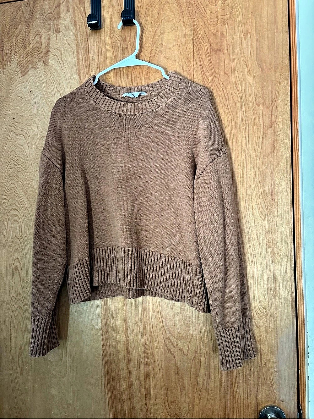 Everlane The Boxy Sweater in Everyday Cotton Brown Small